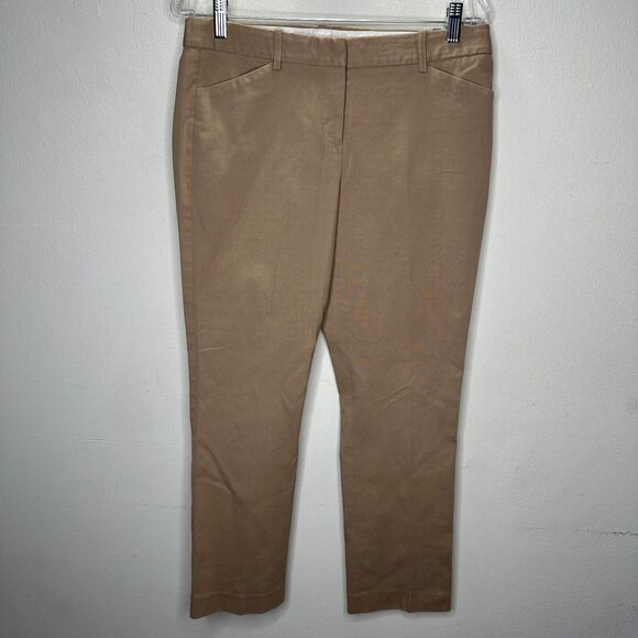 Theory Tan Izelle S Slanted Front Pocket Cropped Front Crease Trouser Pant 8 - Picture 2 of 14